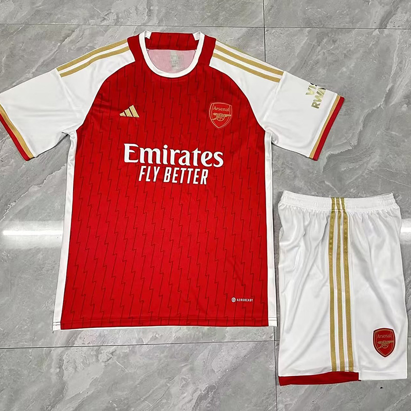 Men%27s 2023-2024 Club Adidas Arsenal home blank Soccer Jersey with shorts->arsenal jersey->Soccer Club Jersey